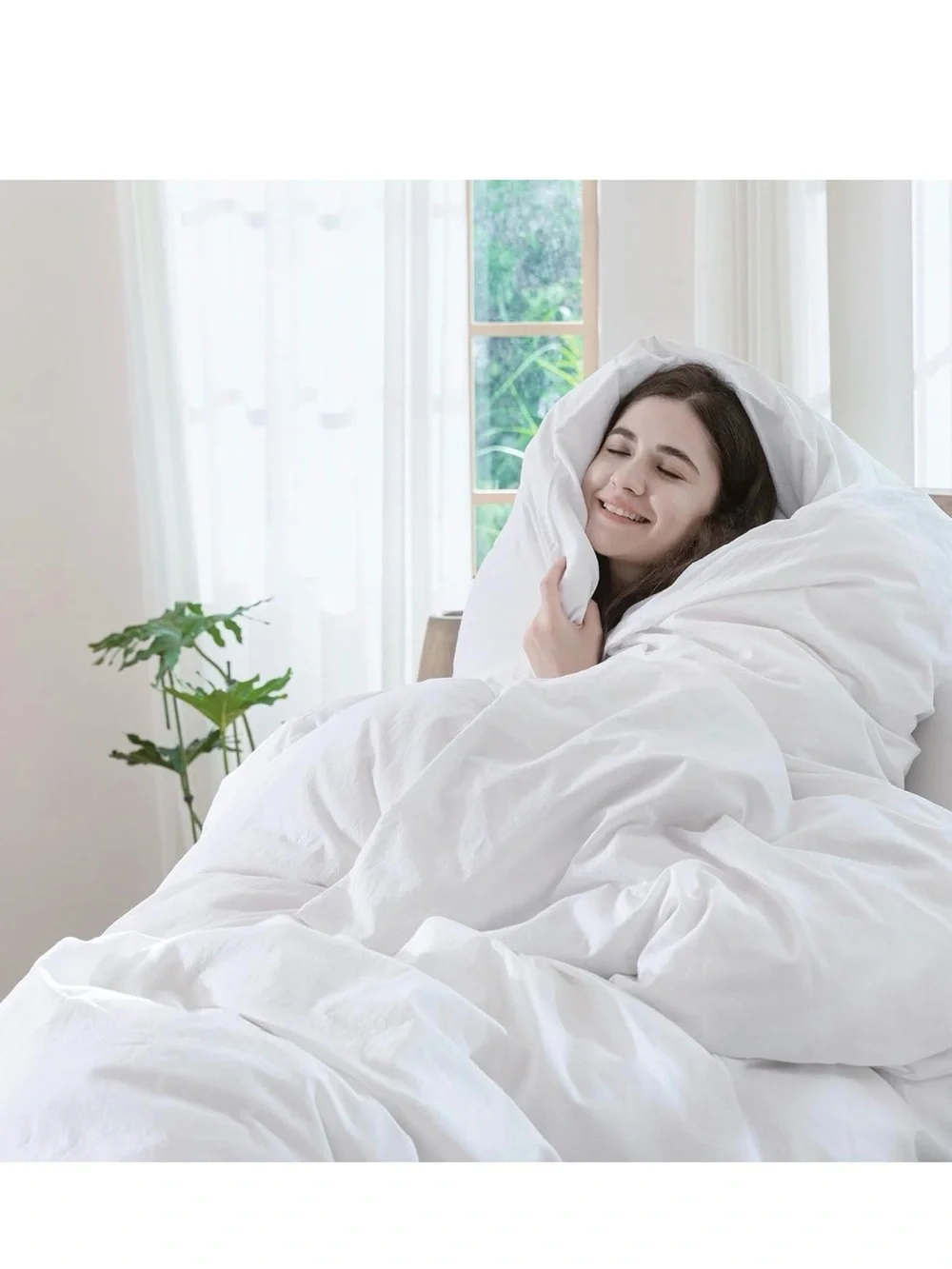 Oversized Full, White Washed Cotton Duvet Cover Set - Soft Breathable Bedding